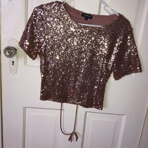 Fashion Nova rose gold sequin top